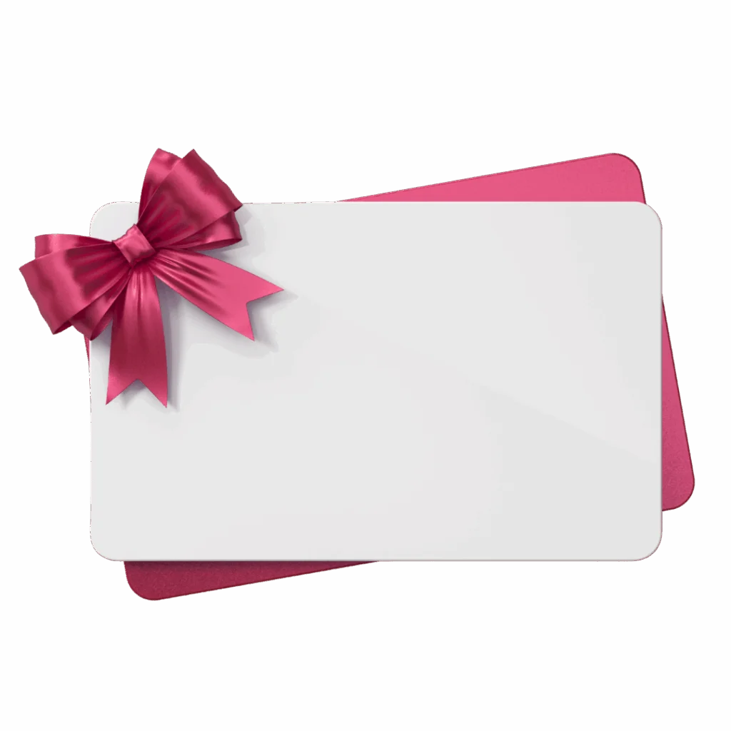 Gift card with a pink ribbon